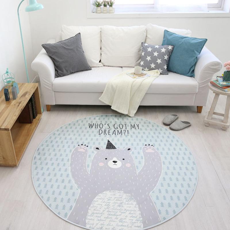 

White Bear Carpet Rugs Nordic Style Living Room Bedroom Soft Thicken Round Carpets For Children Living Room Anti-slip absorbent, 06