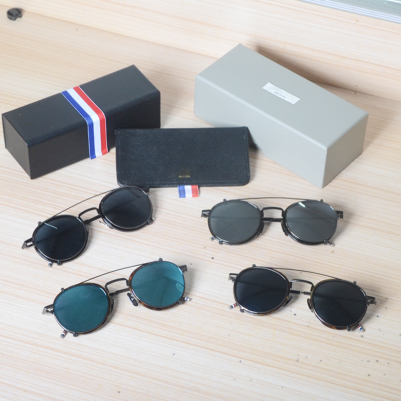 

2020 retro Prescription Eyeglasses frames Clip on Sunglasses Polarized Men women Thom Brand Design Vintage Round Sun Glasses