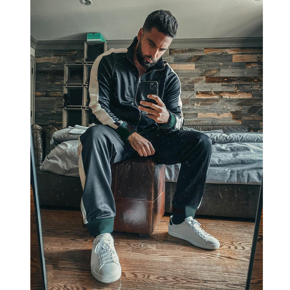 

Made In Italy Mens Active Tracksuits Fashion Letters String Jacket & Sweatpants Casual Zipper Two Pieces Outfits for Boy Hiphop Streetwear, Dry