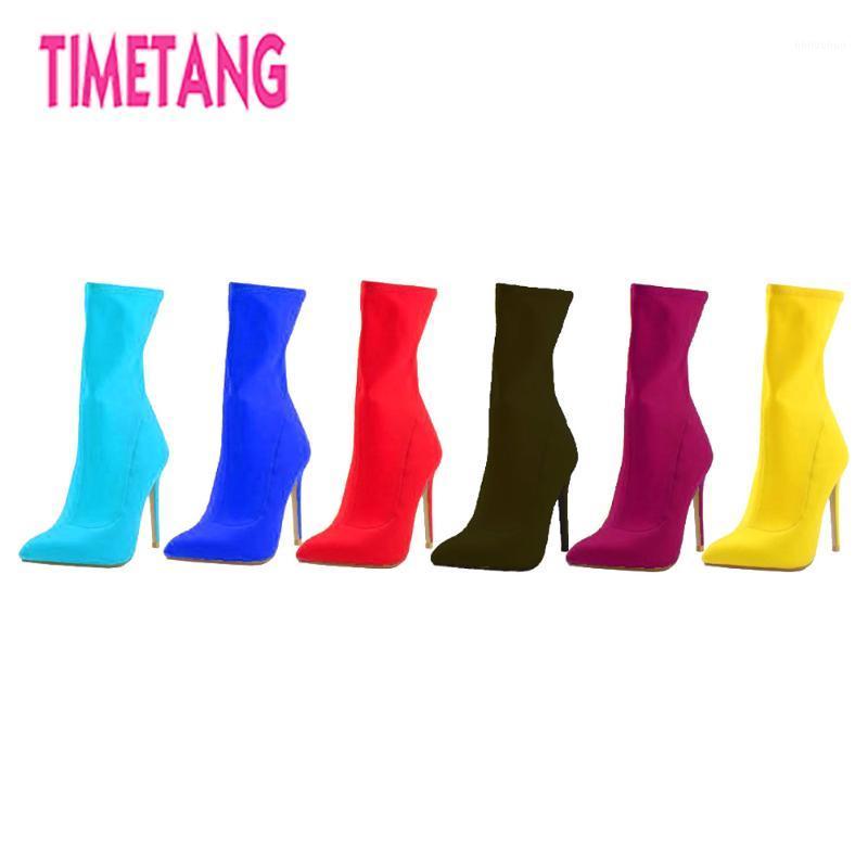 

TIMETANG Latest Fashion Classic Pointed Toe Concise Ankle Women Boots Elegant Lady shoes Street Style/All Match boots1, Army green 10cm