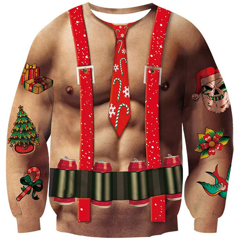 

Unisex Ugly Christmas Sweater 3D Print Funny pullover Sweaters Jumpers Xmas Men Women Holiday Party Sweatshirt Christmas Sweater 201201, Photo color