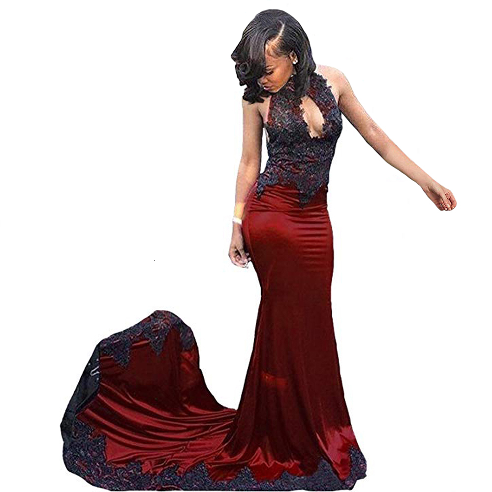 

2021 New Aso Ebi Burgundy Arab Sparkly Sequins Dressed in Pure Night's Neck Mermaid Prom Gowns Plus Size Soiree Bathrobe KUFP
