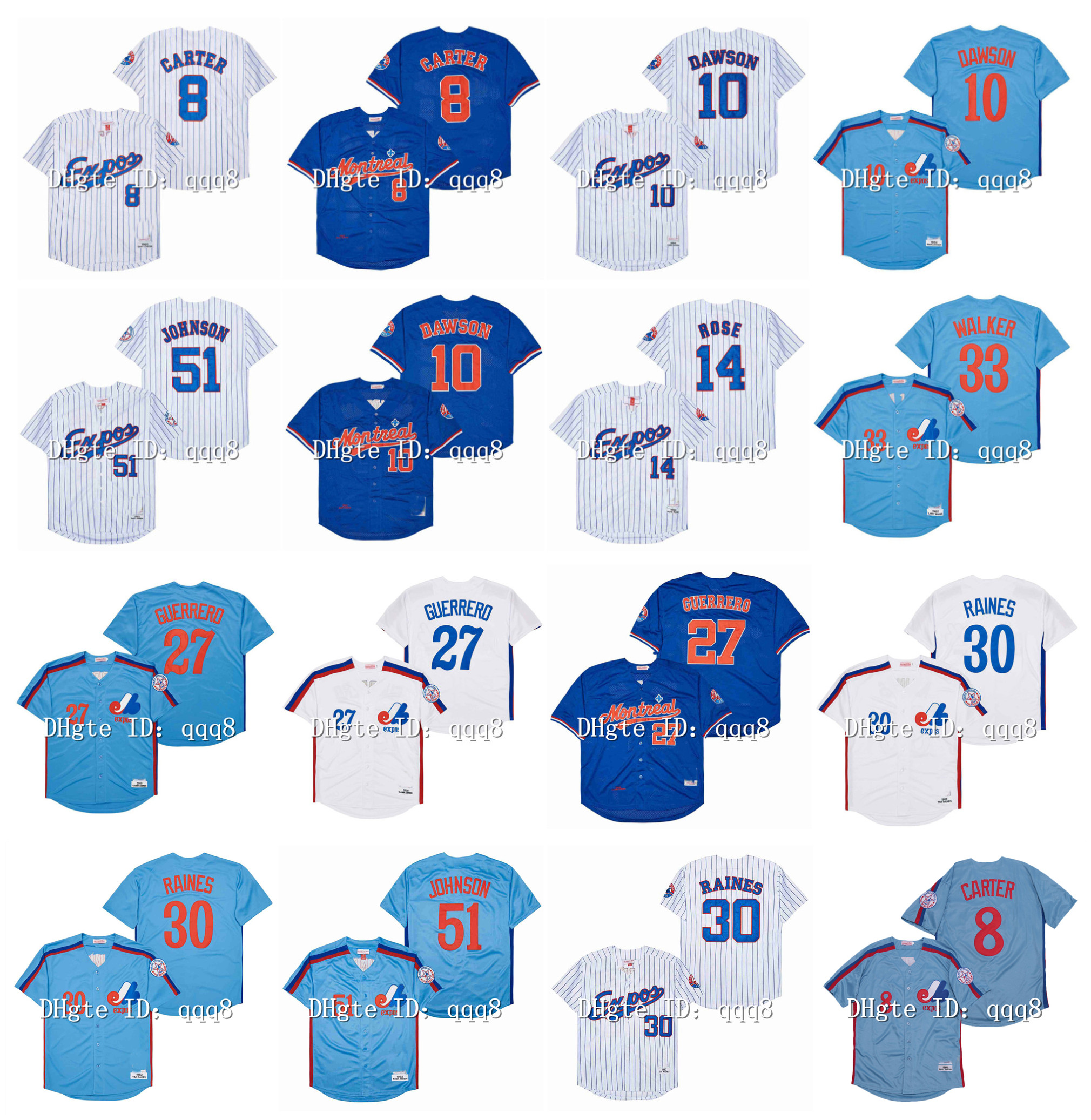 

Vintage Montreal Expos Baseball Jersey 8 Gary Carter 10 Andre Dawson 14 Pete Rose 27 Vladimir Guerrero 30 Tim Raines 33 Larry Walker 51 Randy Johnson Size S, As pic