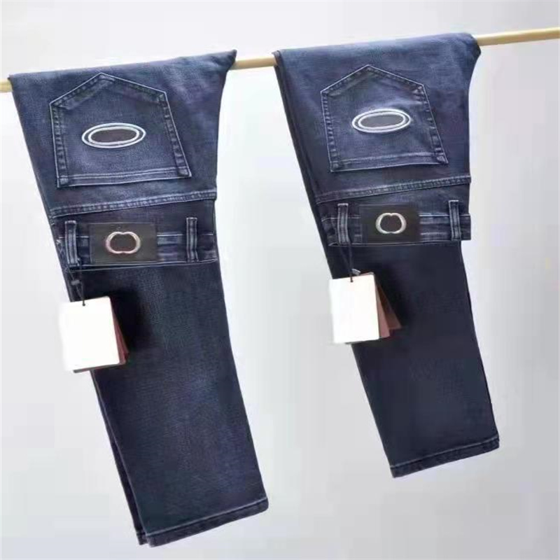 

2022 new European Men's Jeansand American men's washing high-end elastic Slim small straight jeans designer classic western cowboy style, Blue