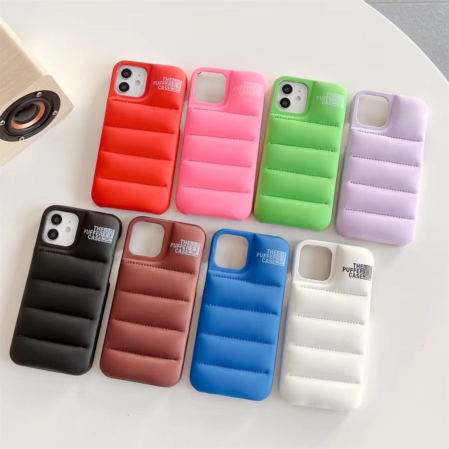 

Puffer For iPhone 13 Down Jacket Cases Soft Silicone Back Cover Phone 11 12 13 Pro Max X XS XR 8 7 Plus Fashion Brand Black Red Pink Purple Color Case, Brown