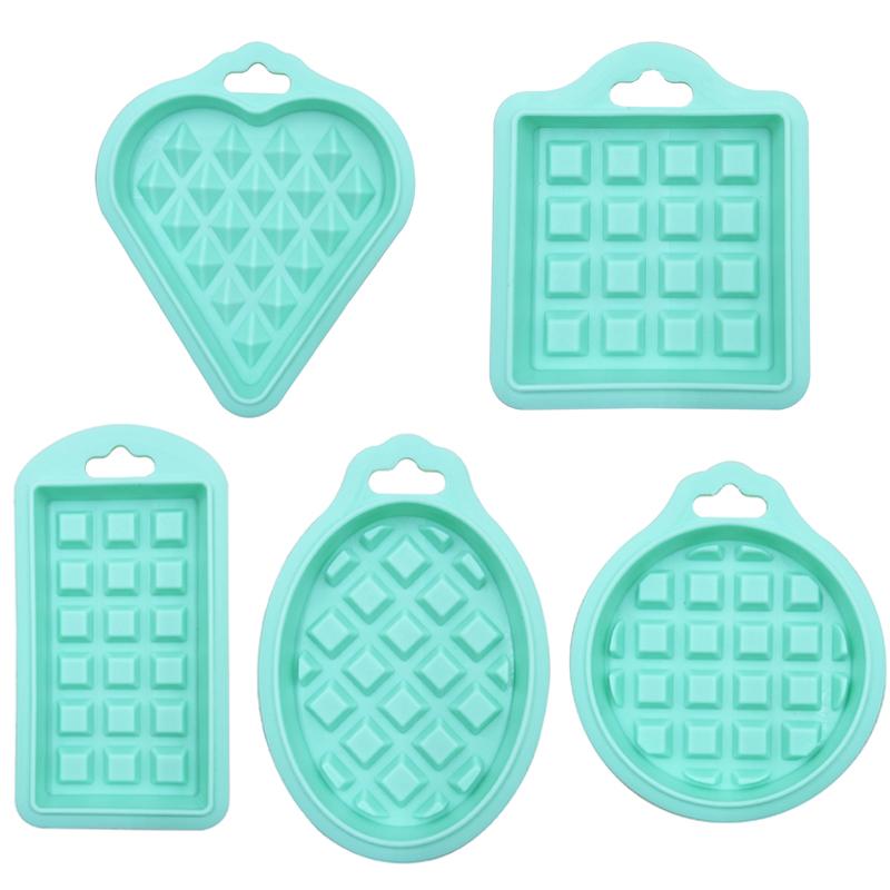

5 Pcs Sets Grade Silicone Waffle Mould Kitchen Environmental Protection Cake Baking Supplies Heart Round Square Mold
