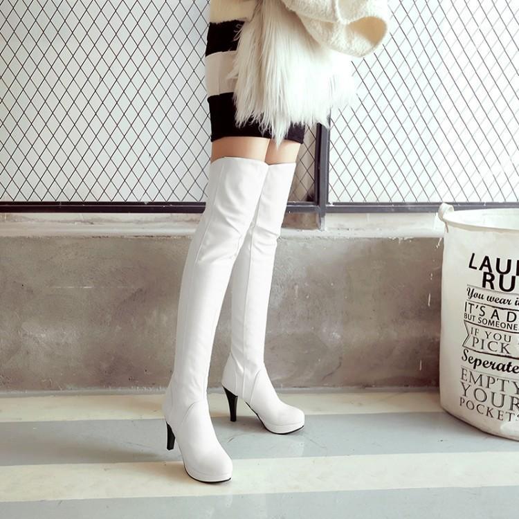 

Over-the-knee Women's Boots Fashion New Style Platform Party Casual 2020 Autumn Winter Round Toe Super High (8cm-up) Short Plush1, Black