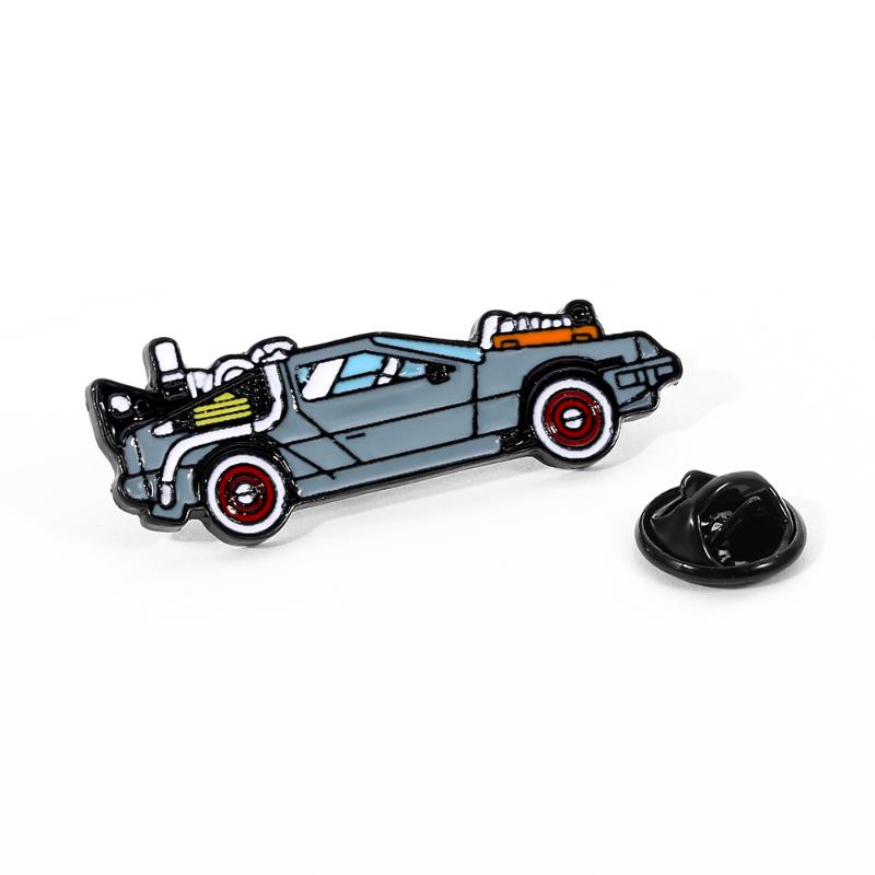 

Cartoon Back To The Future Car Model Brooch Creative Kid's Backpack Badge Pins Cool Sports Car Jewelry Gift