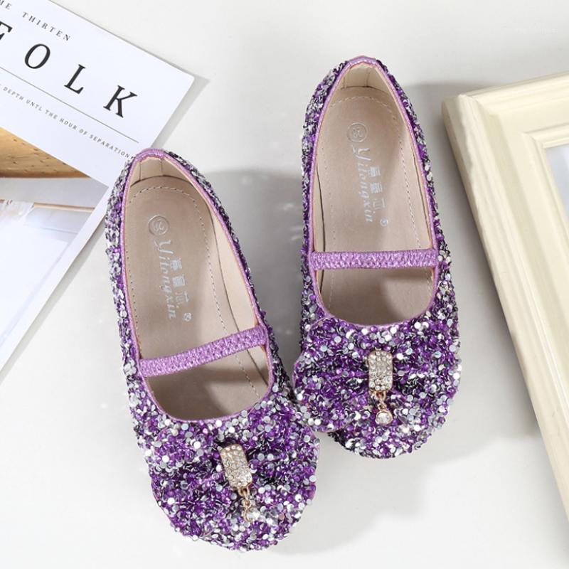 

2020 Kids Leather Shoes For Girls Flower Casual Glitter Children Girls Shoes Butterfly Knot Blue Pink Silver Princess1