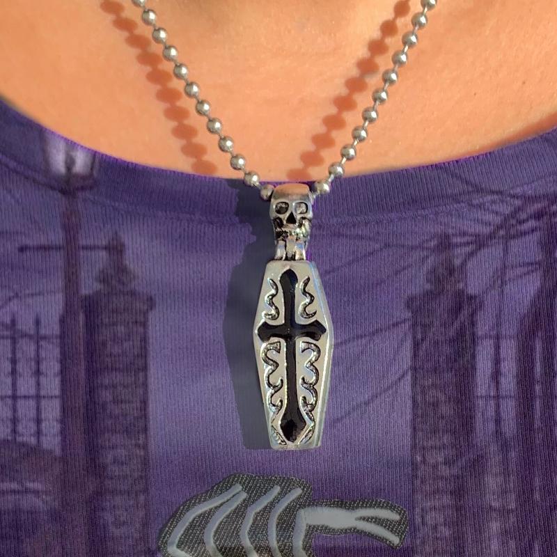 

European and American Style Simple Necklace girl earth cool cross open coffin pendant clothing accessories