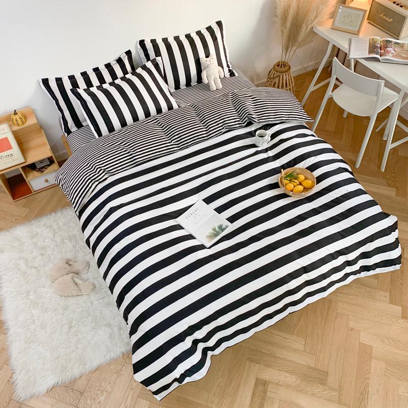 

Duvet Luxury Bedding Set Super King Duvet Cover Sets 3pcs Queen Size Black Stripe Comforter Bed Linens Cotton Sheet Bed Sheet