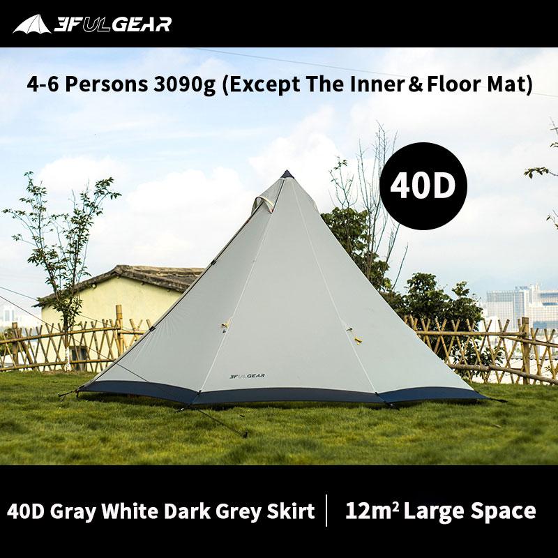 

3F UL GEAR TRIBE Pyramid Tipi Tent Outdoor Camipng 4-6 Persons Large Tent 40D/210T Windproof 4 season With Snow Skirt