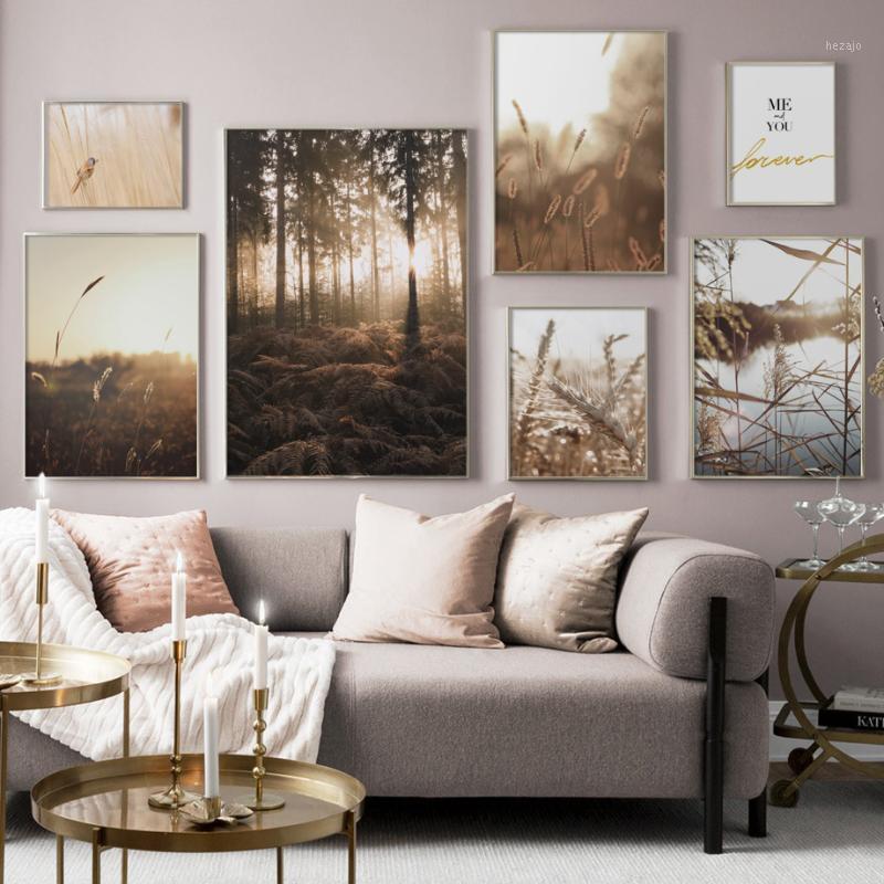 

Reed Wheat Bird Sunshine Forest Landscape Wall Art Canvas Painting Nordic Posters And Prints Wall Pictures For Living Room Decor1