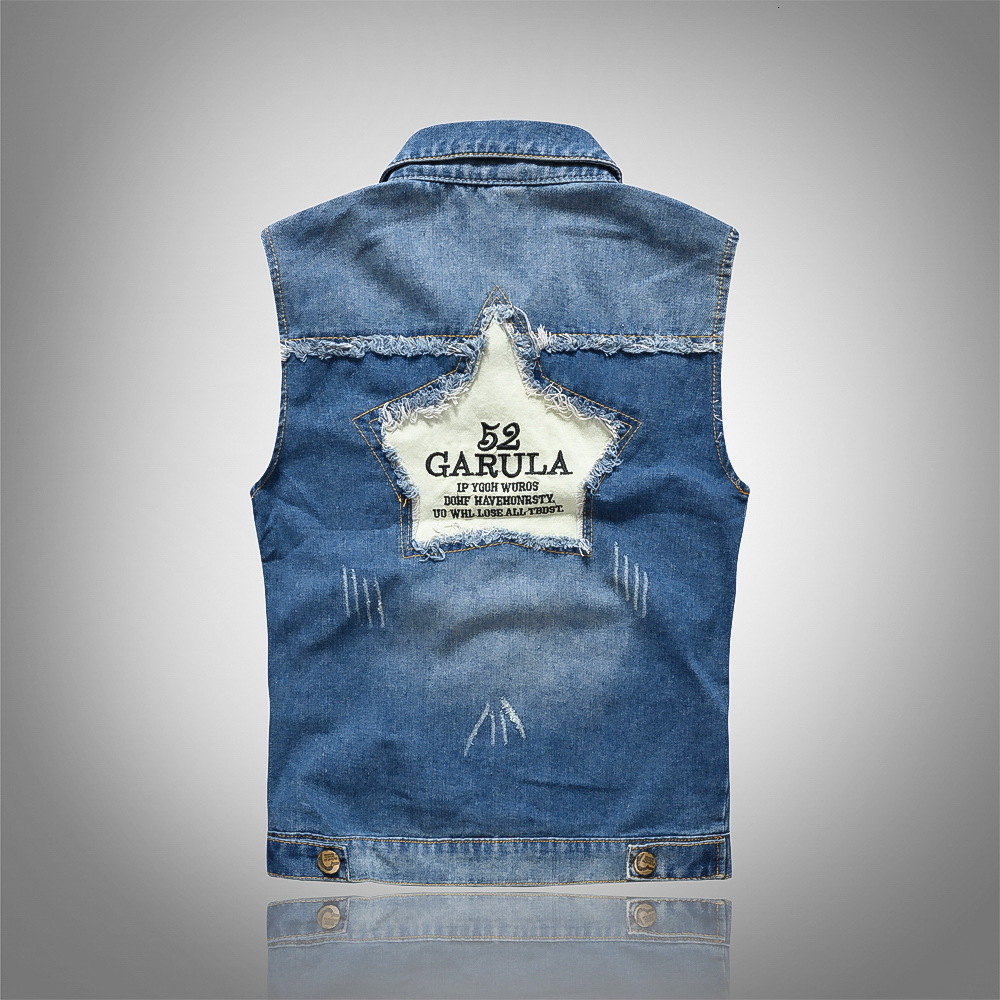 

2021 New Sleeveless Jacket Oversize -5xl Blue Black Men Cowboy Denim Vest Mens Jeans Waistcoat 5hbg