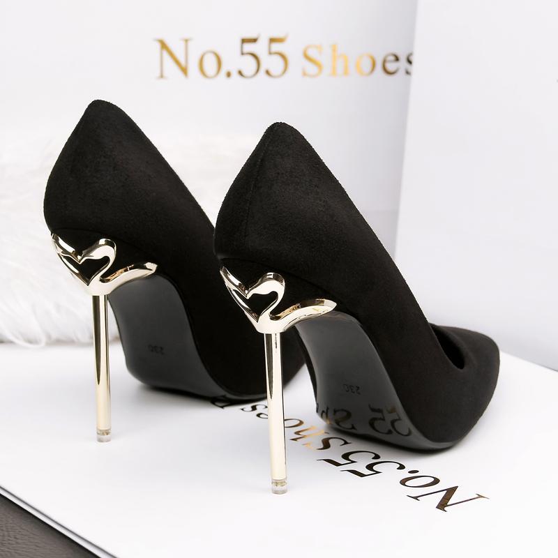 

2020 Woman Extreme 10cm High Heel Pumps Female Flock Velvet Pointed Toe Hakken Fetish Metal Heels Ladies Footwear Scarpins Shoes1, Gray 10.5cm