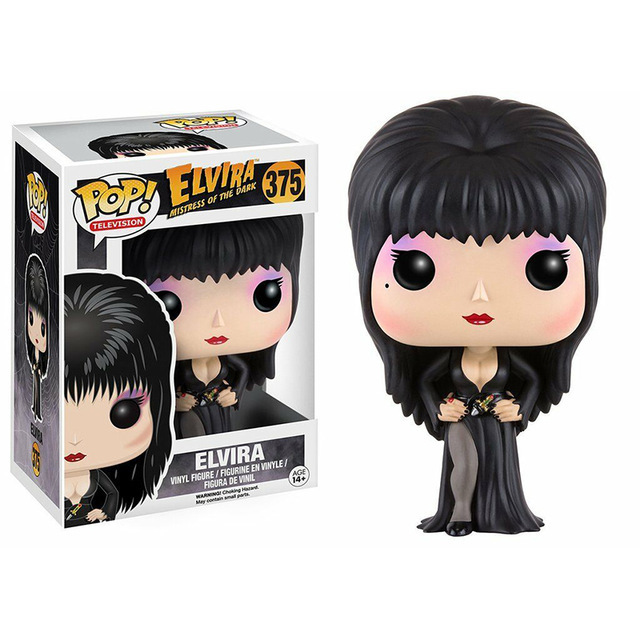 

Funko POP Elvira Mistress of the Dark Vinyl Figure Toys 375# Elvira Collection Action Figure Model Decoration Doll Toys X0121, No box 375
