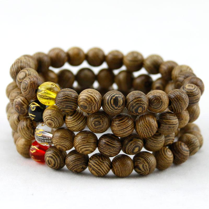 

Natural wood 8mm pulsera of wood Bead Bracelest Sixth mantra beads Bracelets for men