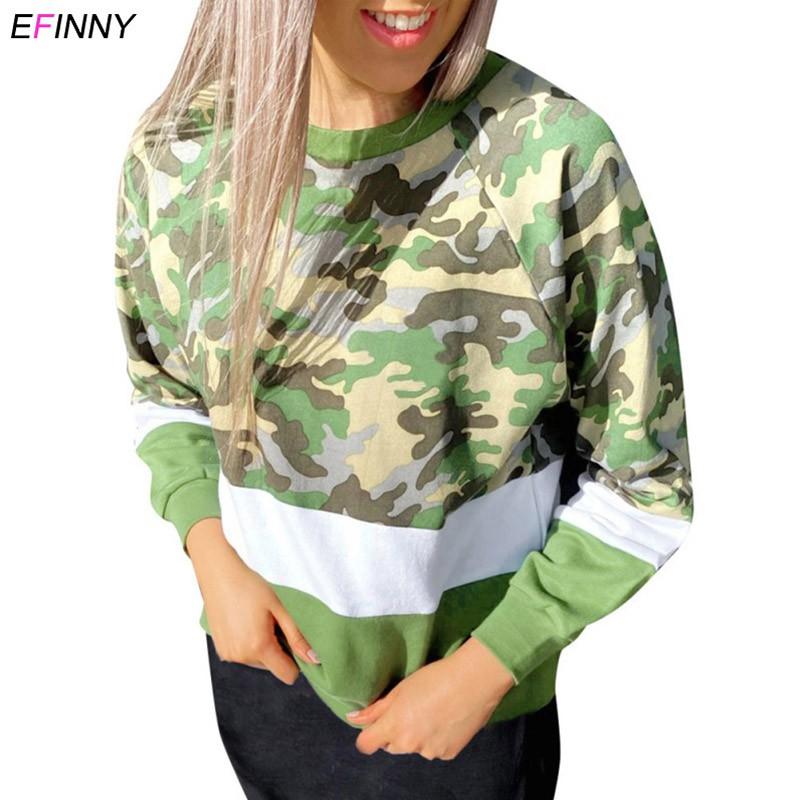 

Autumn Women Print Pullover Hoodie Casual O Neck Ribbed Sweatshirt Elegant Ladies Long Sleeve Loose Tops Streetwear, Green