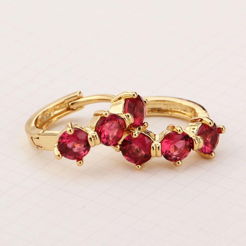 

Fashion Luxury Gold Cute Red Crystal Hoop Earrings Women Earring Jewelry BH
