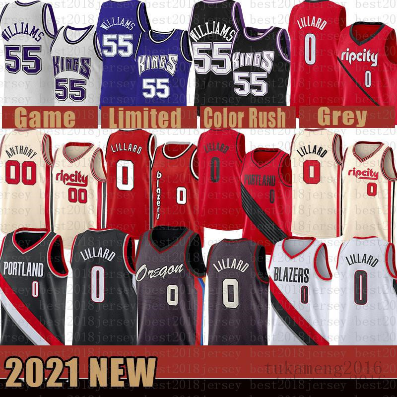 

2021 New Basketball Jersey Sacramento Kings Portland Trail Blazer Jason 55 Williams Damian 0 Lillard Mens CJ 3 McCollum Blue, Black;red