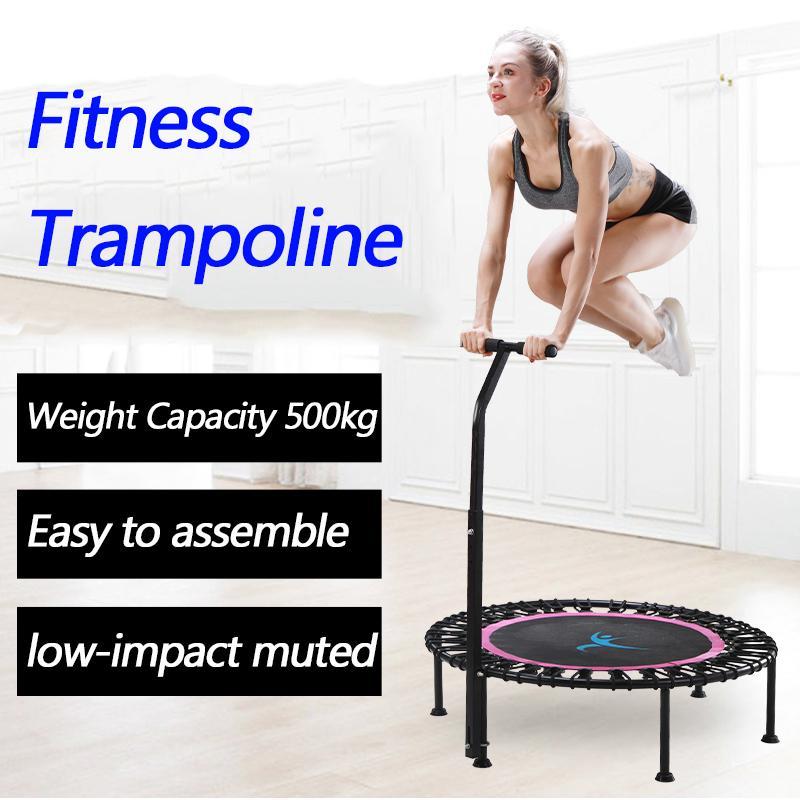 

40" Fitness trampoline Silent Mini with Adjustable Handle length Adults Kids indoor GYM Bungee Rebounder Jump Trainer Workout1