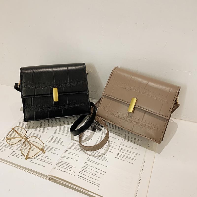 

Casual Solid PU Leather Messenger Bags Women Stone Pattern Shoulder Bags Fashion Female Tote Bolso bandolera mujer, Black