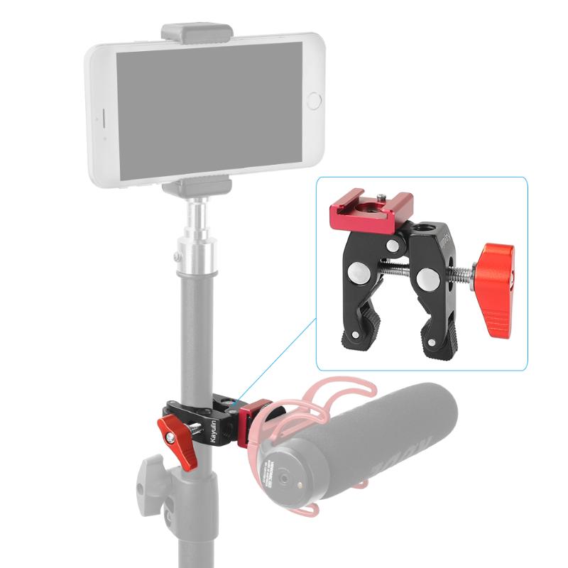 

Kayulin Super Crab Clamp Clip With 1/4" & 3/8" Thread Holes & Red Shoe Mount For Dslr Camera Monitor Studio Photo Accessory