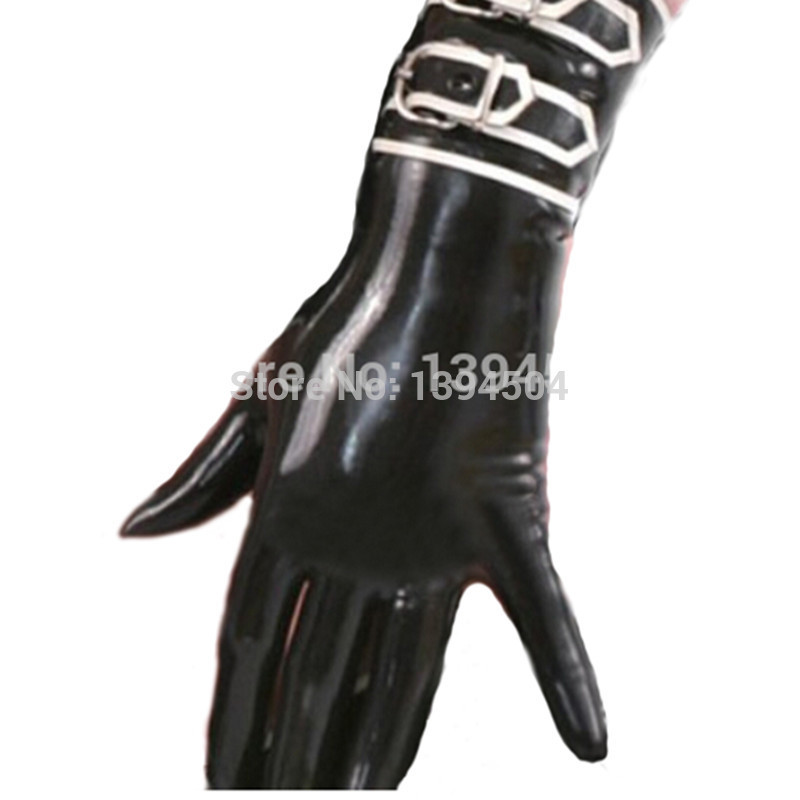 

new Rushed exotic Costume Hot Sale Sexy Women Latex Gloves Fetish Free Shipping 100% Handmade Short With Buckles 201022