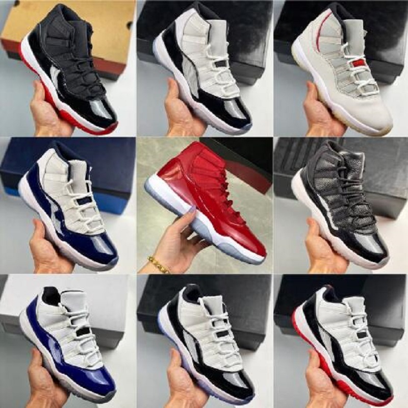 

Concord 45 11s Platinum Tint Mens basketball shoes CAP AND GOW Prom Night Midnight Navy Gym Red Sneakers 11 Women Athletic Trainers, # 12