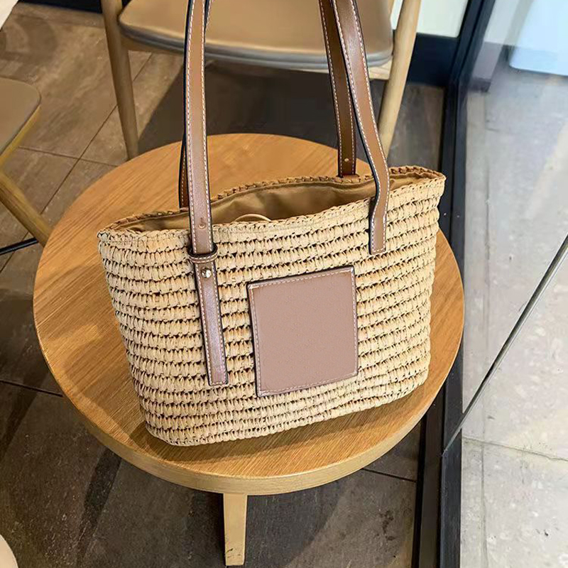 

Fashion One Shoulder Portable Woven Bag Leisure All Match Tide Rattan Bags Girls Shopping Bags Plain Numb Letter Zipper Soft Baguette Canvas Messenger Handbag Beige, Camel