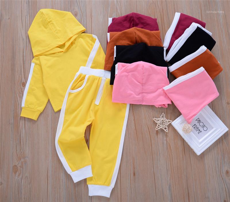 

Kids Casual Simple style Outfits set Sweatshirts&Pants Two pieces Girl Boy Long sleeve hooded tops+pants elastic waist clothes1, Black