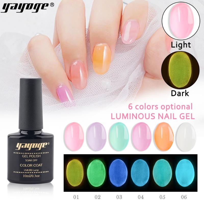 

Yayoge 10ml Gel Polish Luminous Nail Gel For Nails Manicure Winter Colors UV Semi Permanent Varnish Nail Art, Base coat