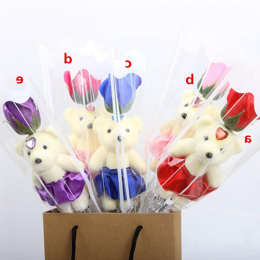 

Single Bear Soap Flower Bear Simulation Artificial Flower Rose Single Rose For Valentines Day Party Single Bouquet Gift, Customize
