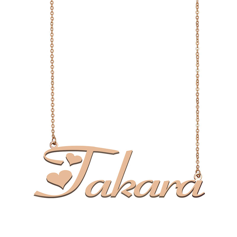 

Takara Name Necklace Custom Nameplate Pendant for Women Girls Birthday Gift Kids Best Friends Jewelry 18k Gold Plated Stainless Steel, Silver