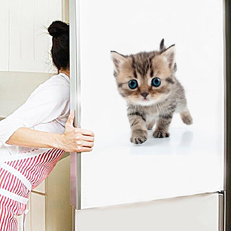 

3D Cat Dog Wall Sticker Bathroom Bedroom Animal Decals Toilet Stickers Home Decoration Art Poster RT881