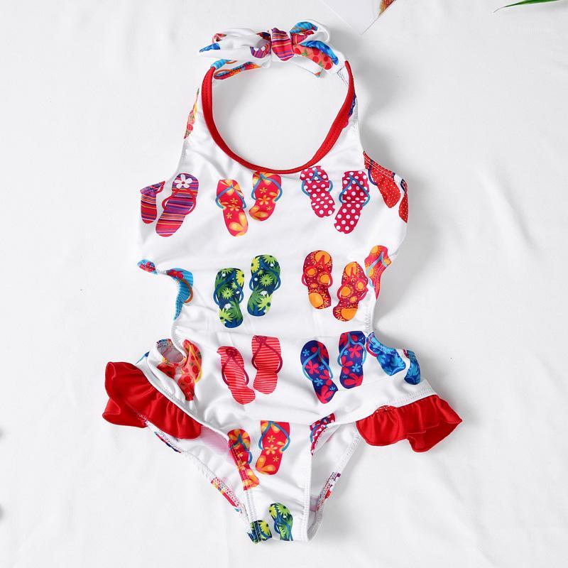 

2019 One Piece Girls Swimsuit 2-8 Years Children's Swimwear One Piece Dot Style Girls Swimwear Bathing Suit G52-CZ9701