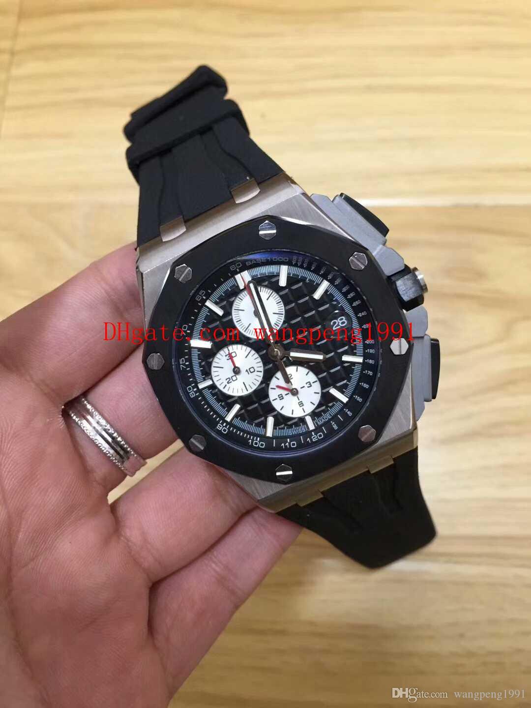 

8 colour men Watches 44mm VK Quartz movement Offshore Sports Rubber Strap Bands Mens Chronograph Stopwatch Wristwatches