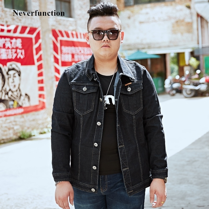 Plus Size 7XL 8XL Spring autumn New Men black jeans Jackets Hip Hop Streetwear Casual Fashion Men Elasticity Solid Denim Coat 201118