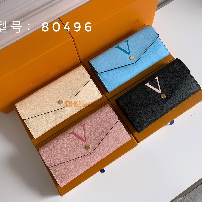 

M80496 women leather long wallets luxury designer crad holder brand women fashion wallets fashion gift bags pocket purse dollar storage with box size 19*10.5*2.5cm