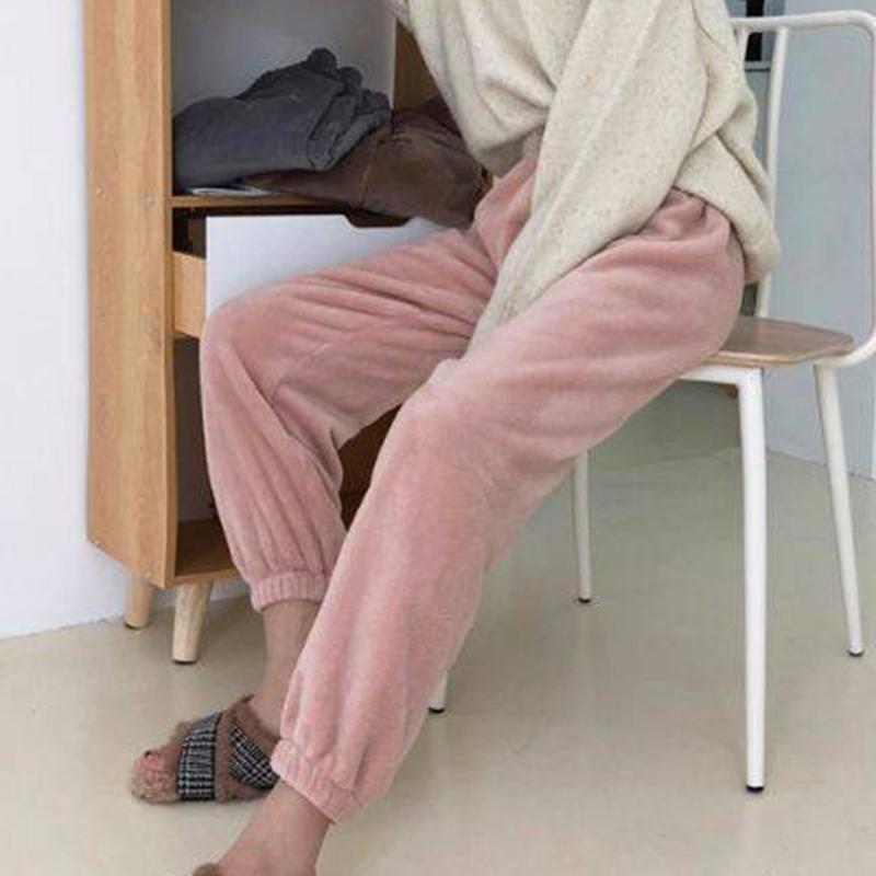 

Pure Color Ladies Trousers Fashion High Elastic Waist Pure Color Plush Harem Pants Loose Casual Home Wear Ladies Trousers, Blue