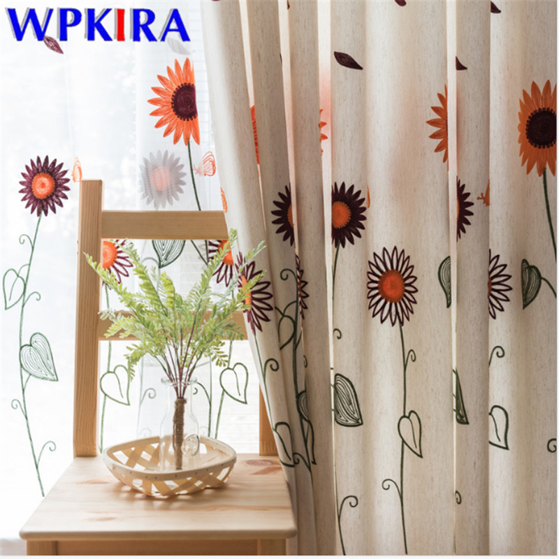 

Sunflower Curtain Sheer Living Room Tulle Window Curtain Valance Door Room Divider Drape Home Decoration Volie X-M056#30