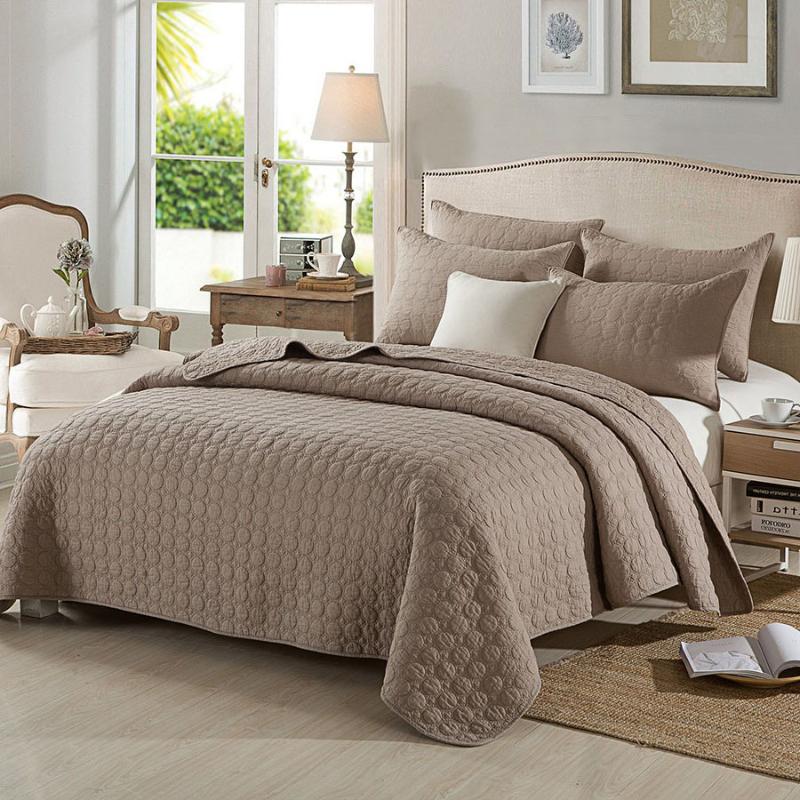 

Quality Embroidered Summer Quilt Set 3PC Quilted Cotton Quilts Bed Covers Bedspread Pillowcase Blanket  Size Coverlet, No1