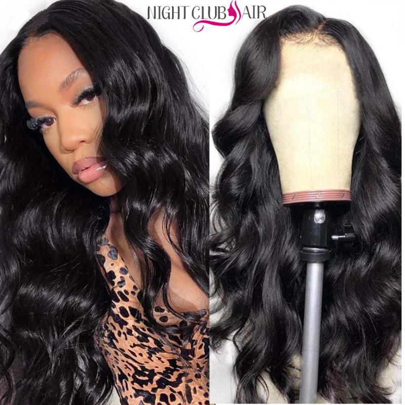 

Night Club Human Hair Lace Frontal Wigs Body Wave Lace Front Wig Long Closure Body Wave Wigs For Black Women, Black;brown