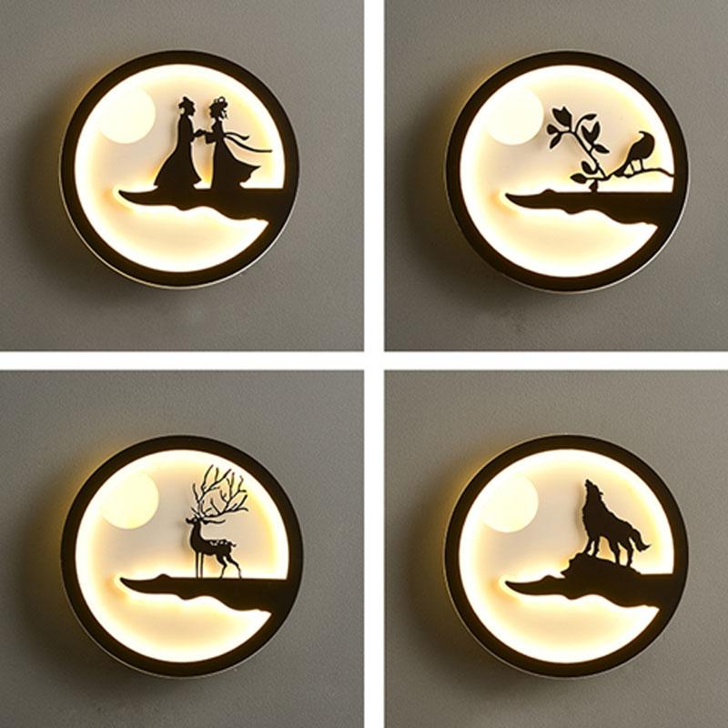 

Modern minimalist creative Nordic bedside lamp lighting luxury background wall character LED living room corridor wall lamp