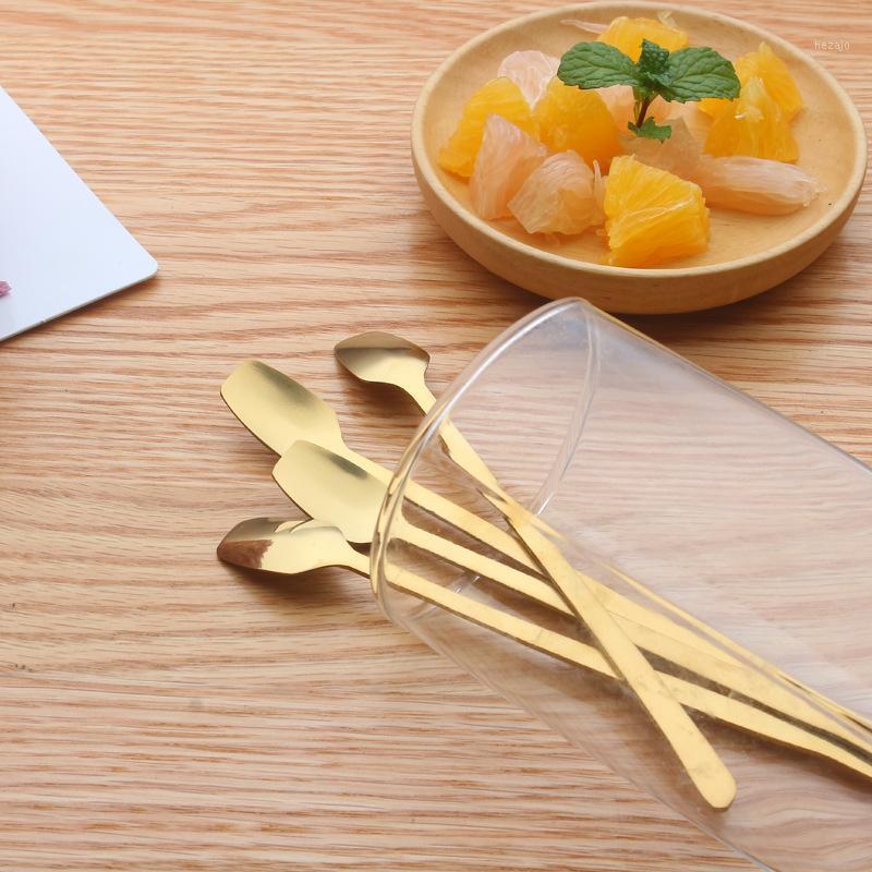 

Stainless steel spoon square head ice spoon dessert long handle square bowl coffee Korean gift1
