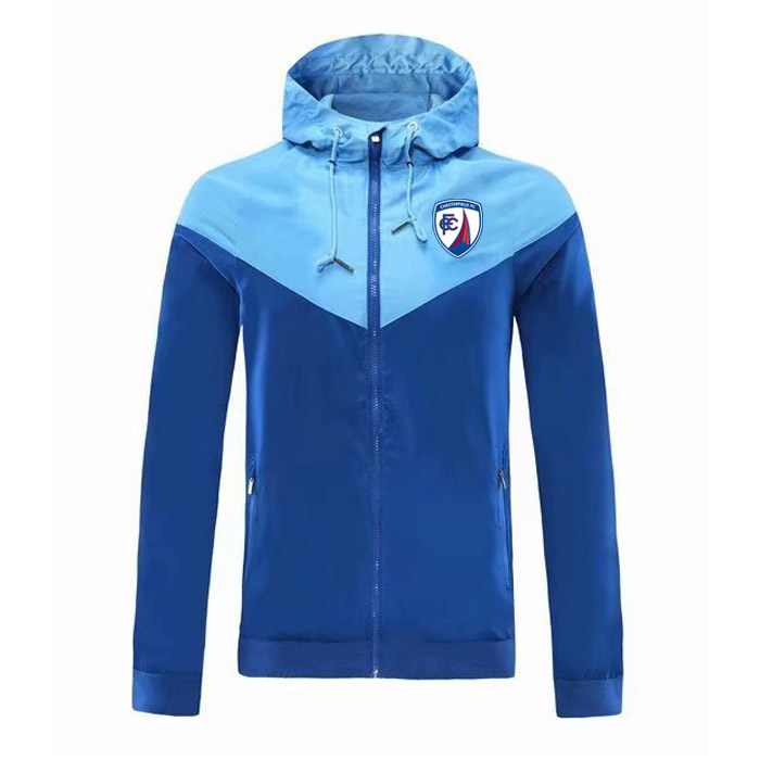 

2020 2021 chesterfield fc adult hooded windbreaker jacket winter windproof zipper Quick Dry hoodies sportswear soccer jacket Running Jackets, Black;red