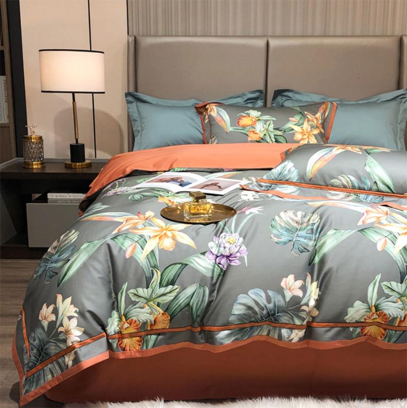

American rustic floral bedding set,cotton  queen king romantic pastoral double home textile bed sheet pillowcase duvet cover, Picture color
