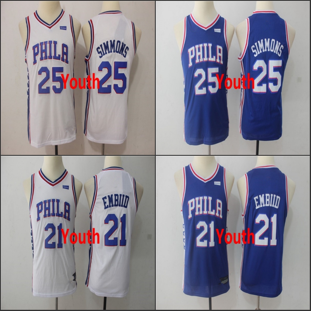 

Joel Embiid Philadelphia 76ers' Youth Kids Ben Simmons Basketball Jersey
