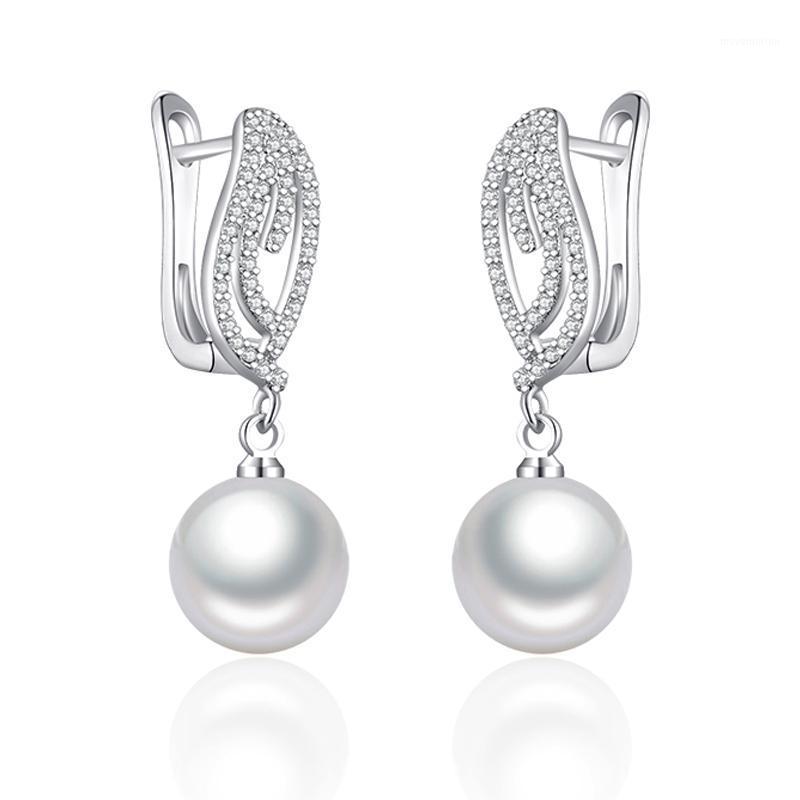 

Luxury 10MM Pearl Drop Earrings Cubic Zirconia Danging Earrings with Pearl Women Creative Jewelry Girls Exquisite Gifts1