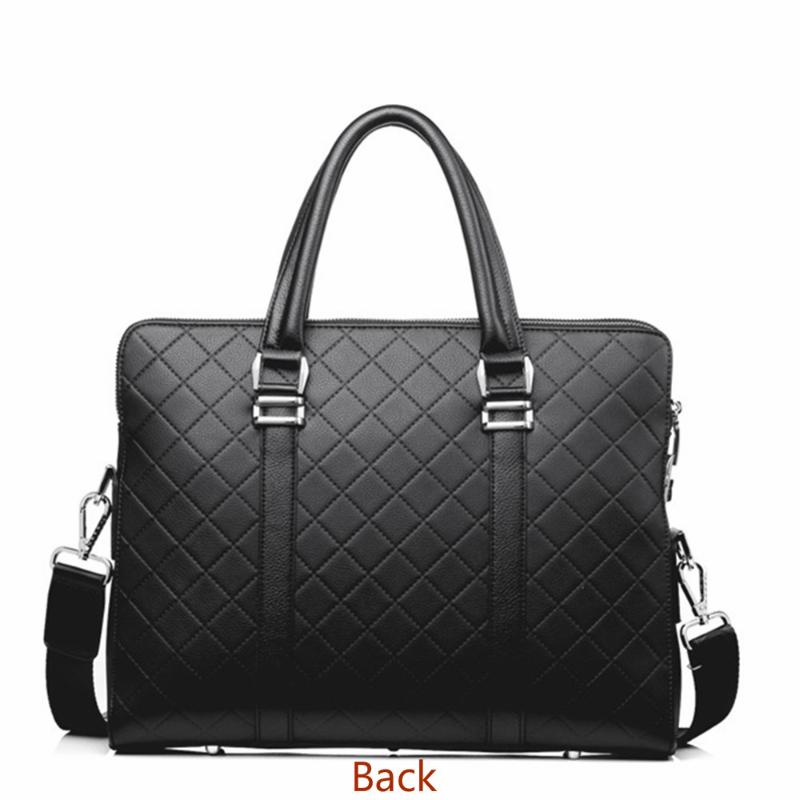 

New Design Coded Lock Shoulder Crossbody Bag Men Business Briefcase Leather HandbagMale Messenger Double Layers Anti-theft Bags, Black